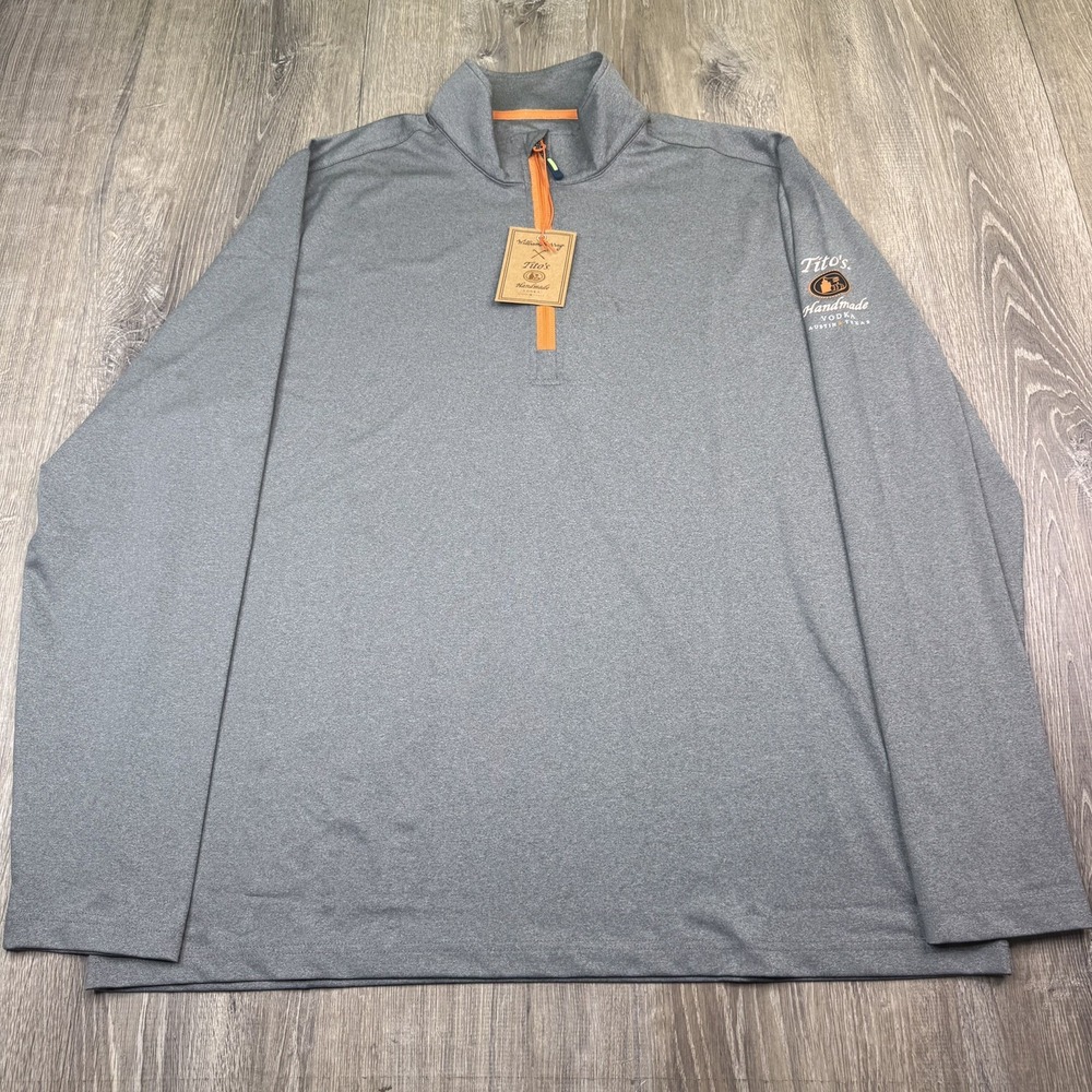 William Murray Titos Vodka 1/4 Zip Pullover Mens Size Xtra Large Gray NWT